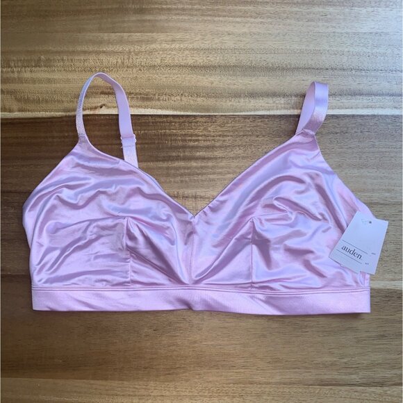Auden Satin Unlined Wirefree Triangle Bralette Pink Adjustable Straps Size XXL - Picture 9 of 9